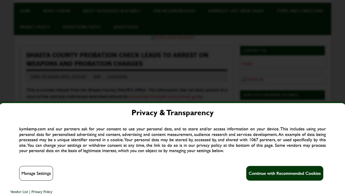 Shasta County Probation Check Leads to Arrest on Weapons and Probation Charges - Redheaded Blackbelt